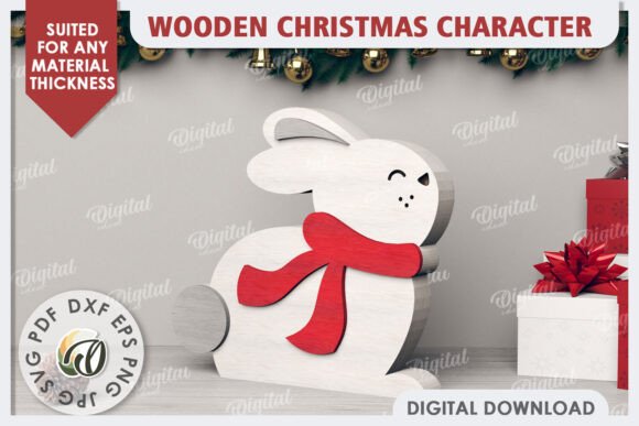 3D Christmas Bunny Laser Cut