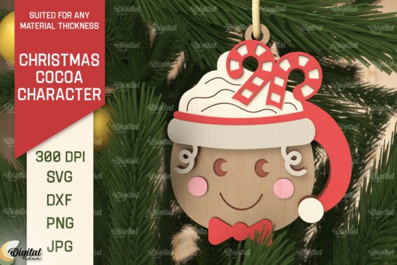 3D Christmas Cocoa Gingerbread Man Laser Design