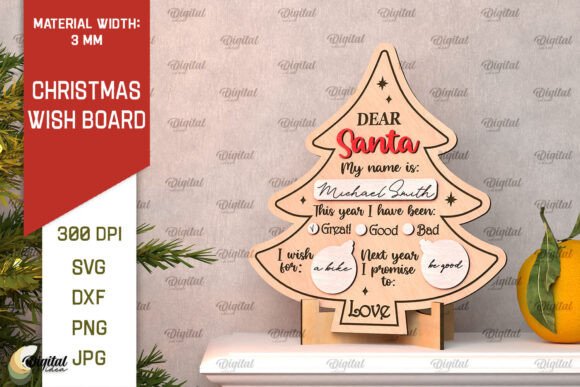 3D Christmas Wish Board Laser Cut for Festive Projects