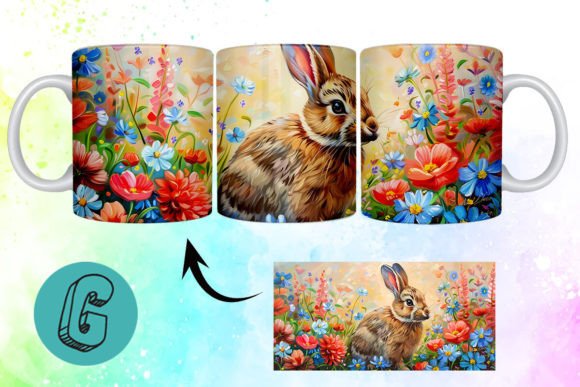 3D Oil Paint Easter Bunny Mug Wrap 10