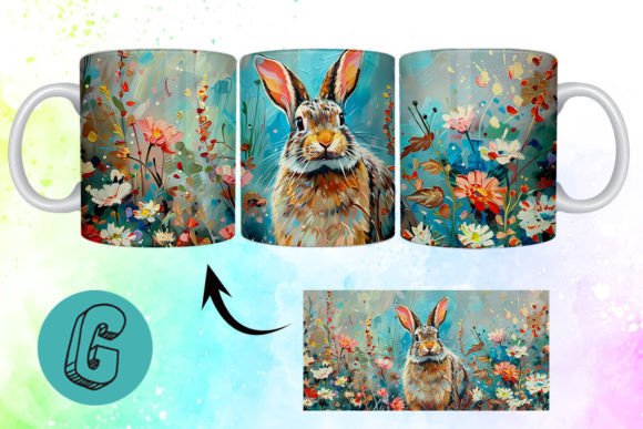 3D Oil Paint Easter Bunny Mug Wrap 16