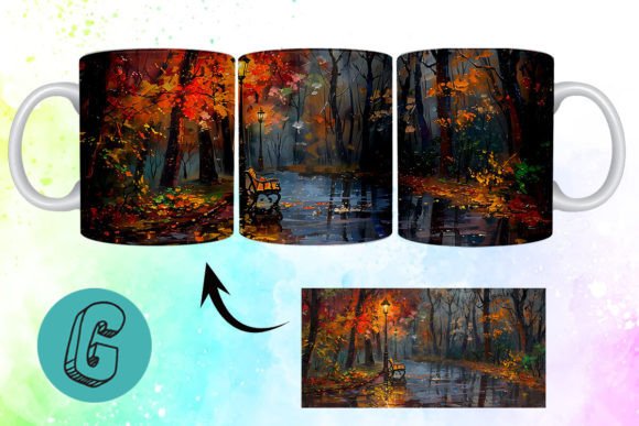 3D Oil Paint Fall Street Mug Wrap
