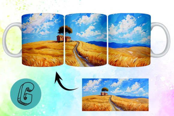 3D Oil Paint Landscape Mug Wrap 11