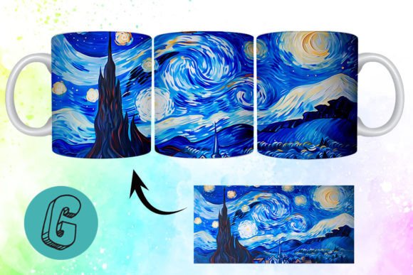 3D Oil Paint Starry Night Mug Wrap 12