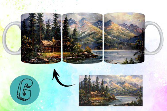 3D Oil Paint Vintage Sence Mug Wrap 03