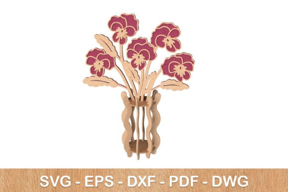 3D Pansy Flower Vase SVG Laser Cut