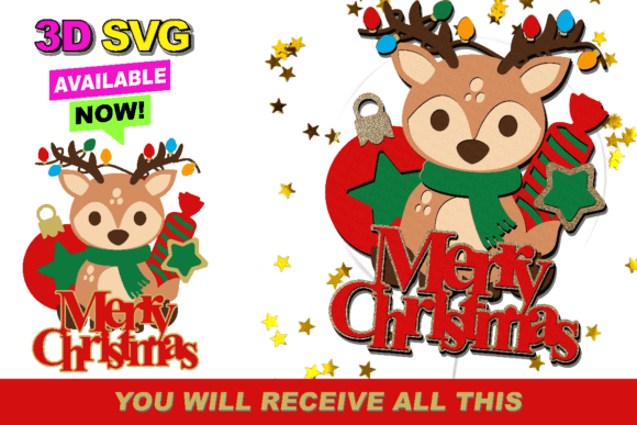 Christmas Baby Deer Topper 3D SVG: Festive Crafting Magic