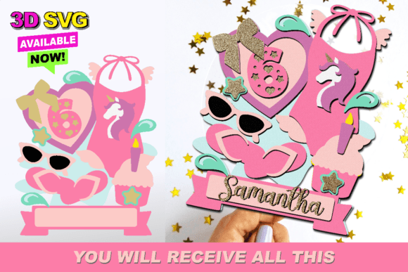 Create Magic with a Unicorn Swimsuit Cake Topper 3D SVG