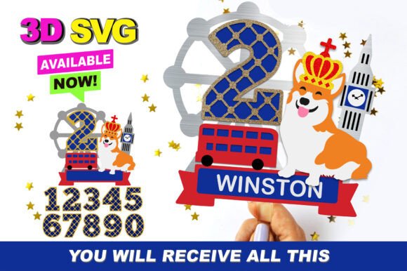 Cute Corgi Cake Topper 3D SVG: Instantly Downloadable