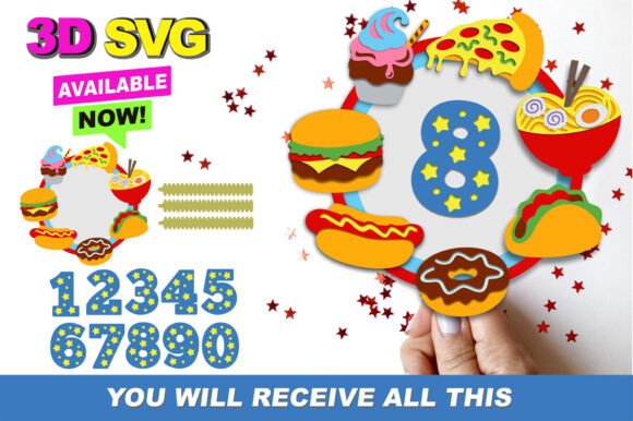Fast Food Cake Topper 3D SVG
