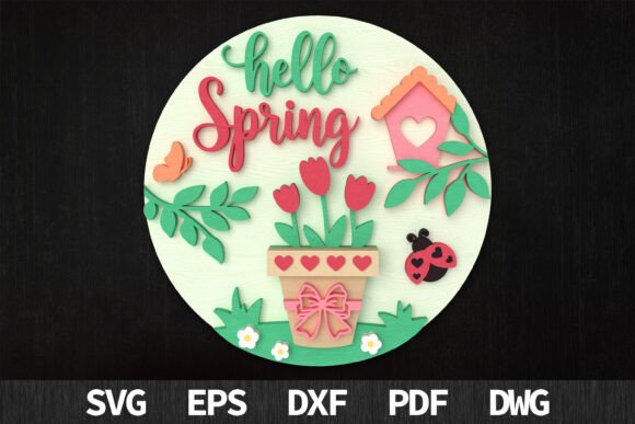 Hello Spring 3D Laser Cut Decor