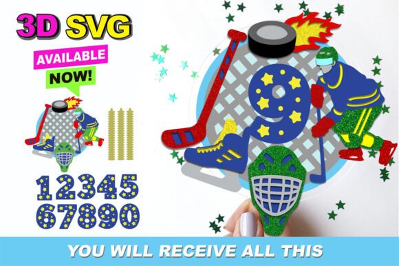 Hockey Cake Topper 3D SVG: Instant Download