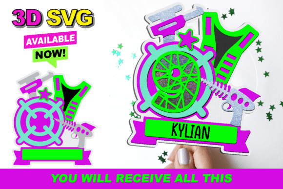 Laser Tag Cake Topper 3D SVG: Creative Digital Design Files