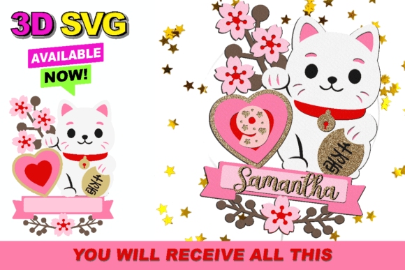 Lucky Cat Cake Topper 3D SVG: A Modern Design Asset