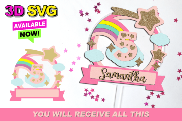 Rainbow Shaker Cake Topper 3D SVG for Vibrant Creations