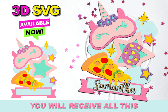 Sleepover and Pizza Party 3D SVG Designs for Instant Creativity