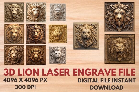 Stunning 3D Lion Laser Engrave Design Files