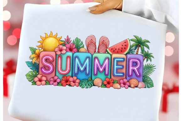 Vibrant 3D Summer PNG: Palm Trees & Watermelon Graphics